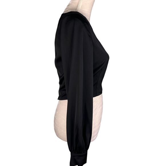 ASTR The Label Womens Shirt Blouse Black Small Cropped New - Picture 6 of 10